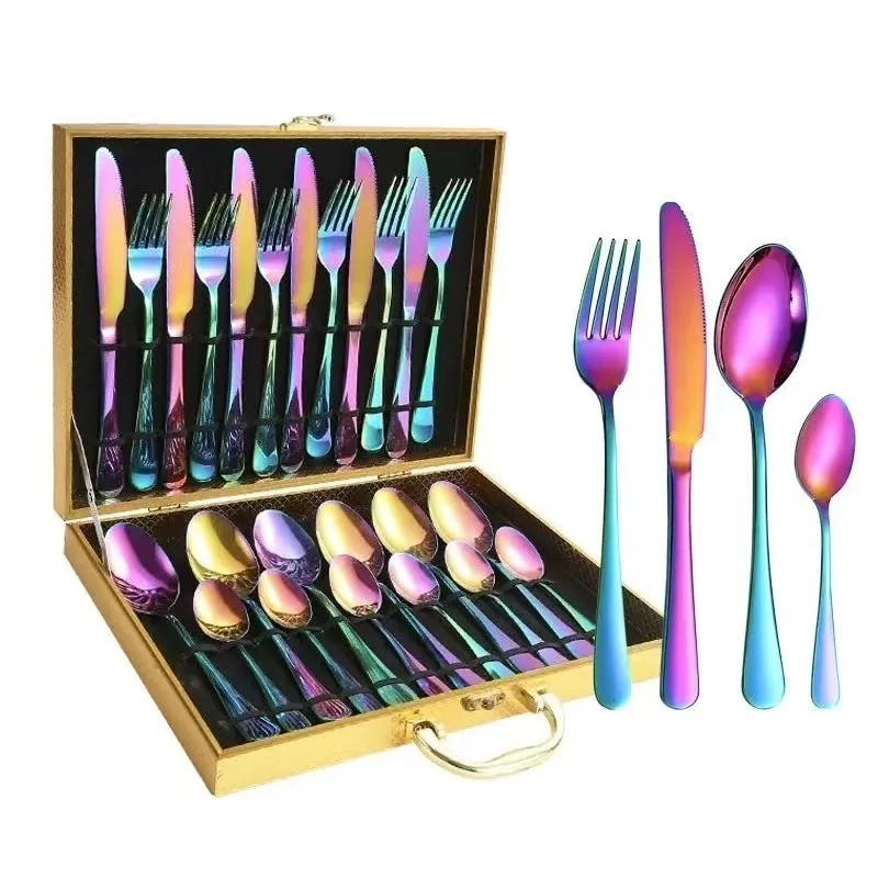 

2025 new Luxury 24 Pieces Stainless Steel Dining Kitchen Utensils Set,6 Servings, Matte black Silverware Set & Dishwasher Safe