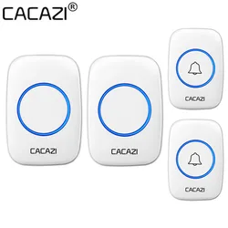 CACAZI 36 Chimes 110DB 300M Waterproof Wireless Doorbell Remote Battery powered Newest Smart Door Bell 1  2 Button 1 2 Receiver