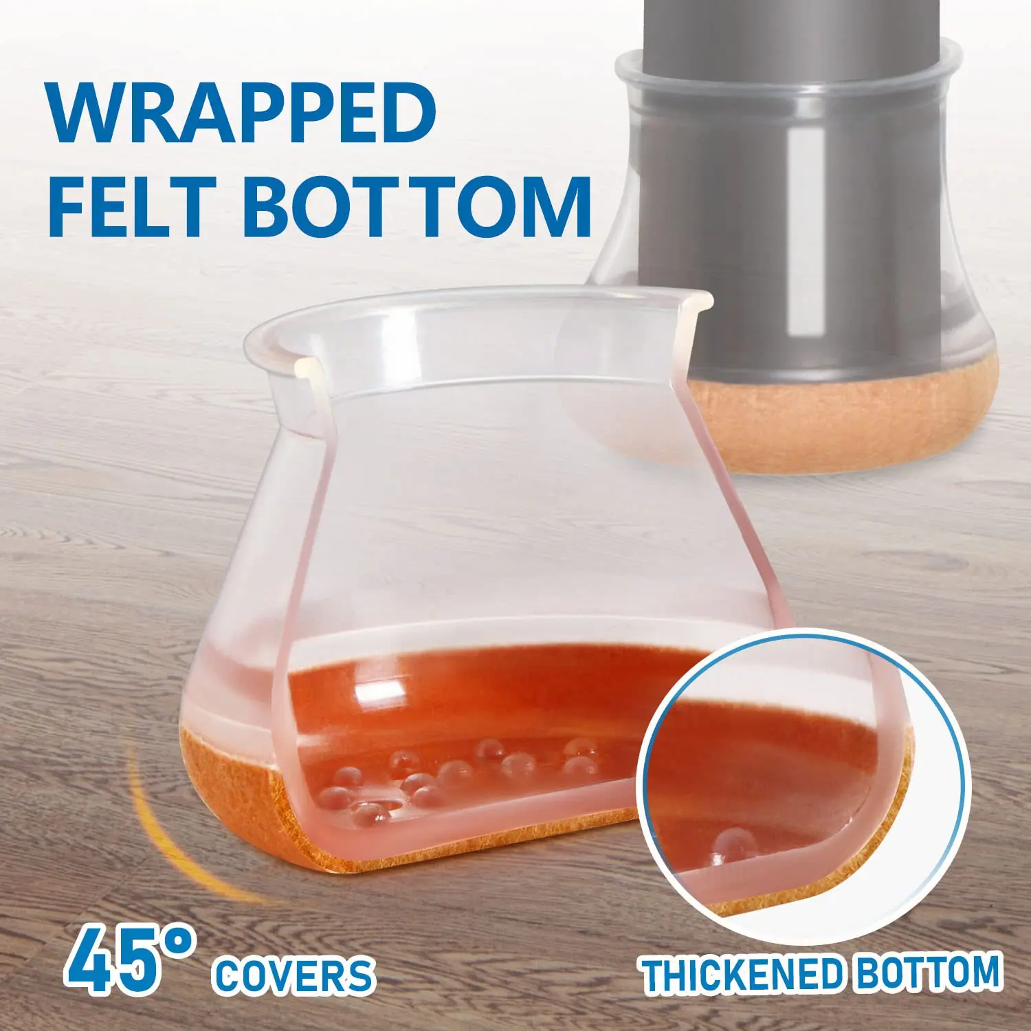 24 قطعة من واقيات أرضية أرجل الكرسي للأرضيات الصلبة، أغطية كراسي من السيليكون تغطي وسادات الأثاث المتزلجون مع قاعدة لباد ملفوفة #4