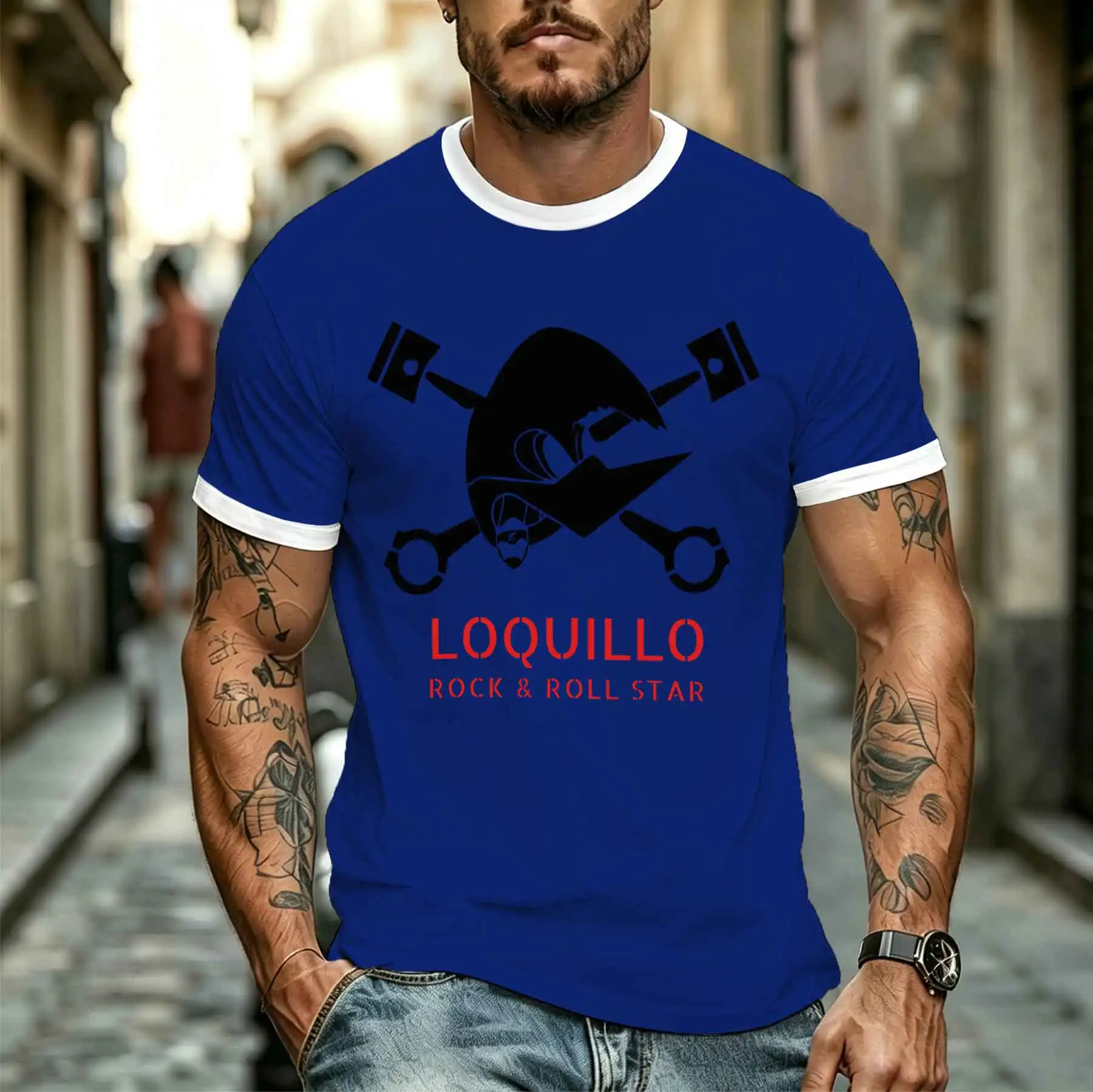 2026 new model Tee Stylish Comfortable Men's Vintage Motorcycle Style Skull Piston Print T-Shirt Rock Fan Street Fashion Top Tee