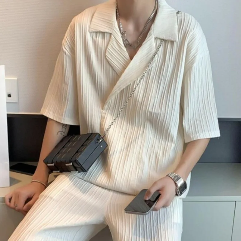 

Big Size 300lbs Men Summer Outfit Short Sleeve Shirt Shorts Set Premium Casual Streetwear Comfort Fit