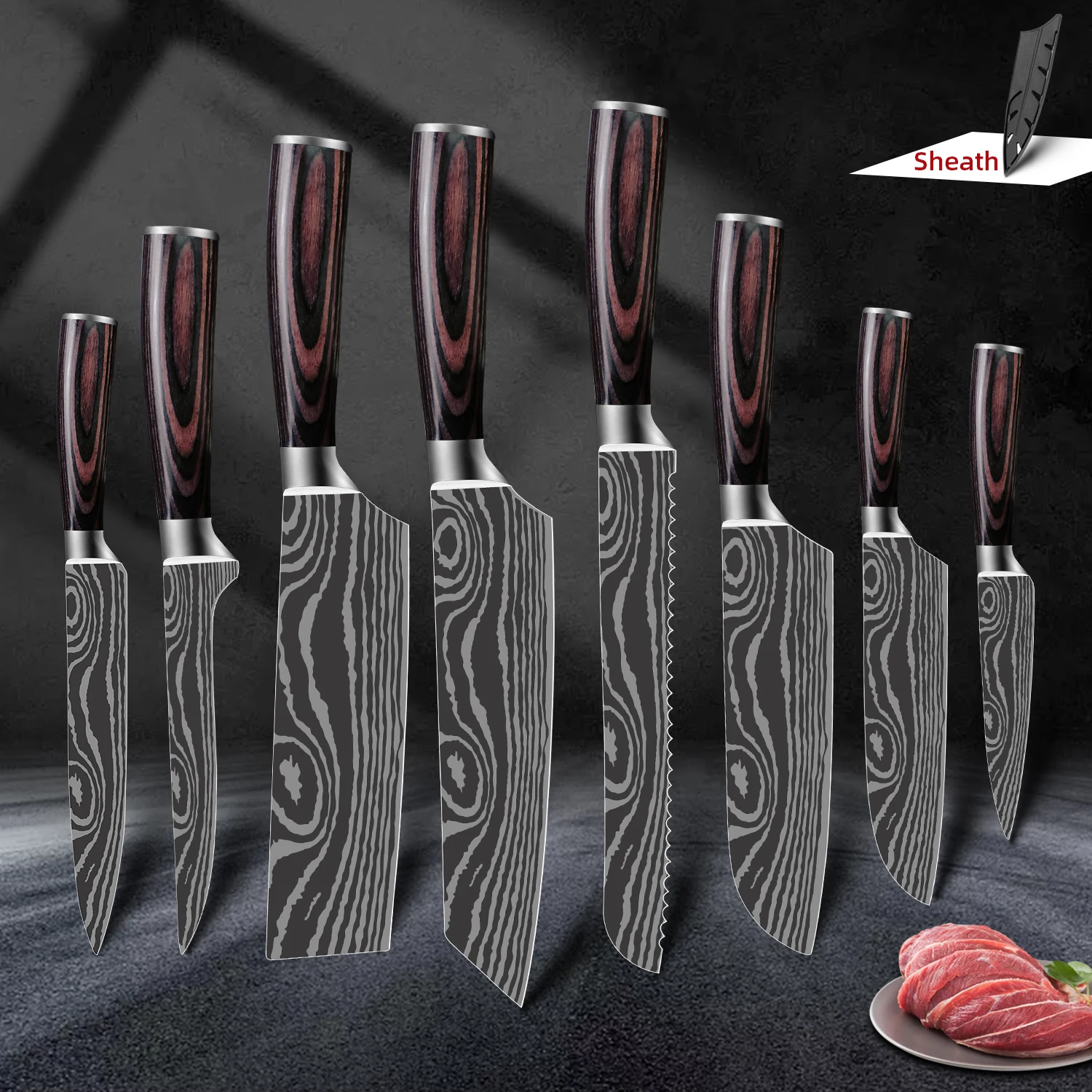 Kitchen Knife Set 1-10 pcs High Carbon Steel