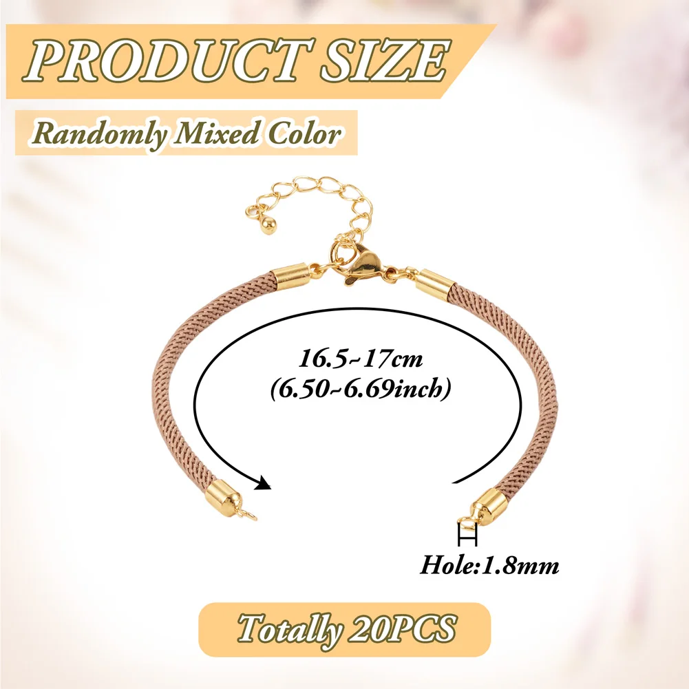 20Pcs Adjustable Braided Nylon Ropes Cord Bracelet with Lobster Claw Clasps for Women DIY Jewelry Making Supplies Accessories
