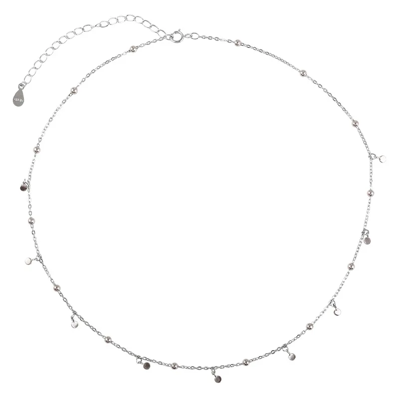 Silver Color Round Piece Tassel Choker Necklaces Simple Niche Design Chains Ball Rock Lady Clavicle Chain Girl Party Jewelry - view 6