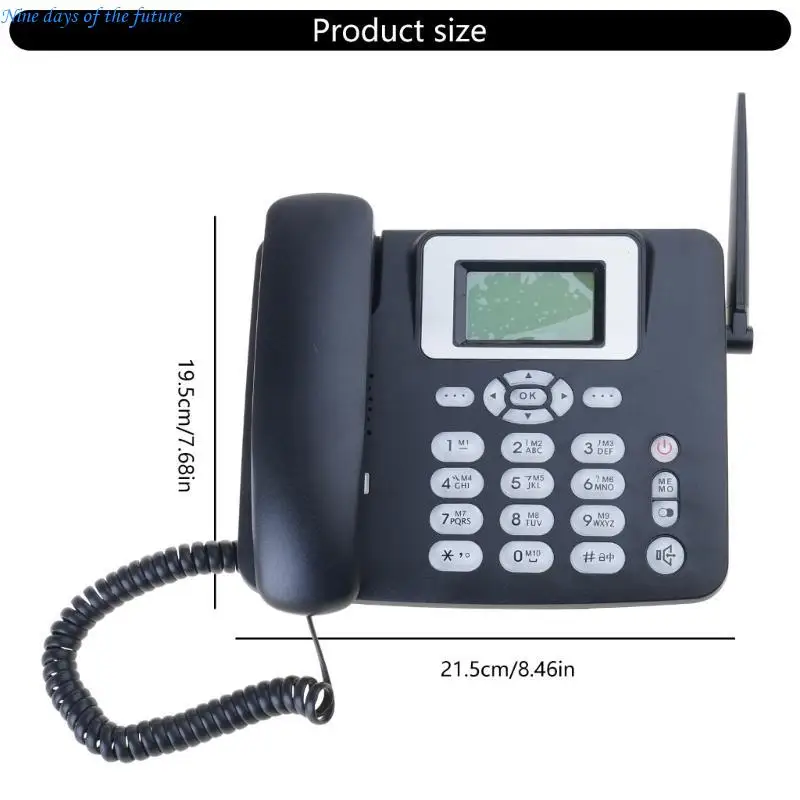 Portable GSMs Desktop Telephone, Card Wireless Fixed Phone with Antennas Radio Alarm for Home Office E65A
