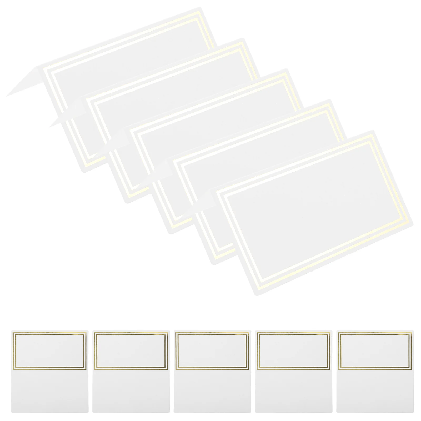 50 Pcs Foldable Place Cards Business Name Paper Bronzing Reserved Table Signs Number Wedding Blank