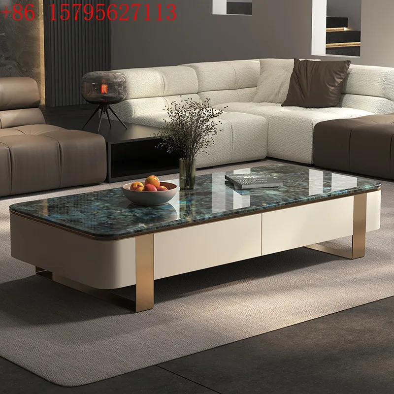 

Журнальный столик из синего жадеита и мрамора, итальянский легкий роскошный бытовой журнальный столик