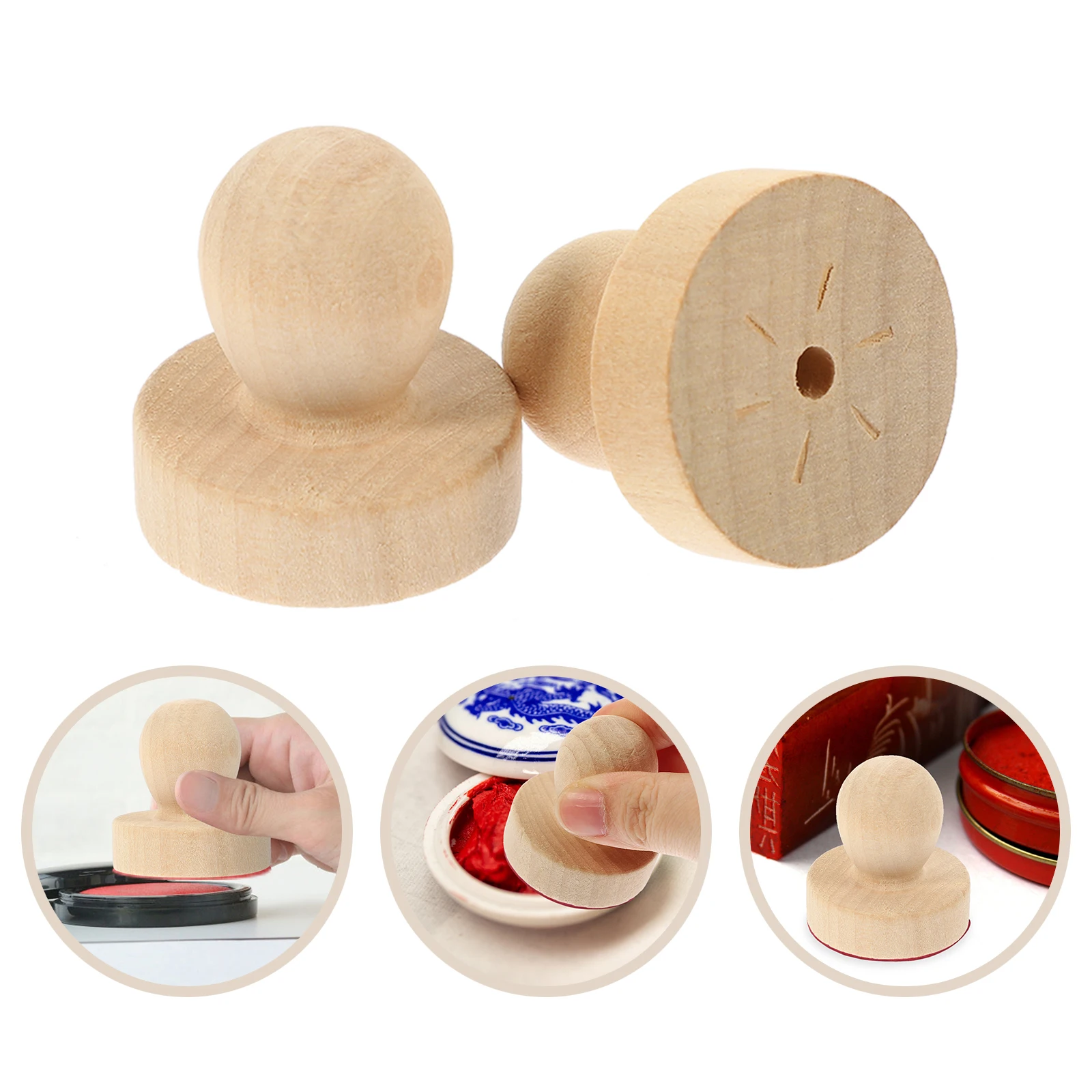 

6pcs Wooden Stamp Handles Diy Scrapbooking Stamper Envelope Seal Replacement Handle Set Wood Stampers For Wax Seals