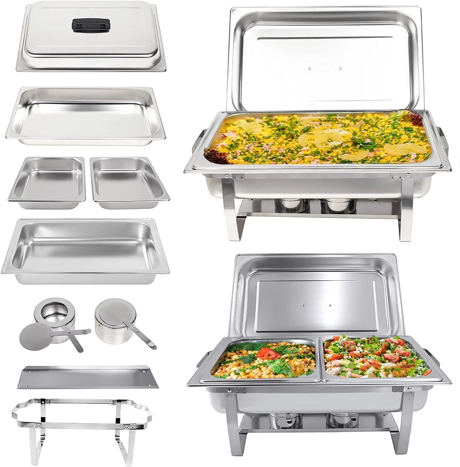 Conjunto De Utensílios De Cozinha Catering Comercial Vela Elétrica Hot Pot Chafer Pratos Food Buffet Display Aquecedor