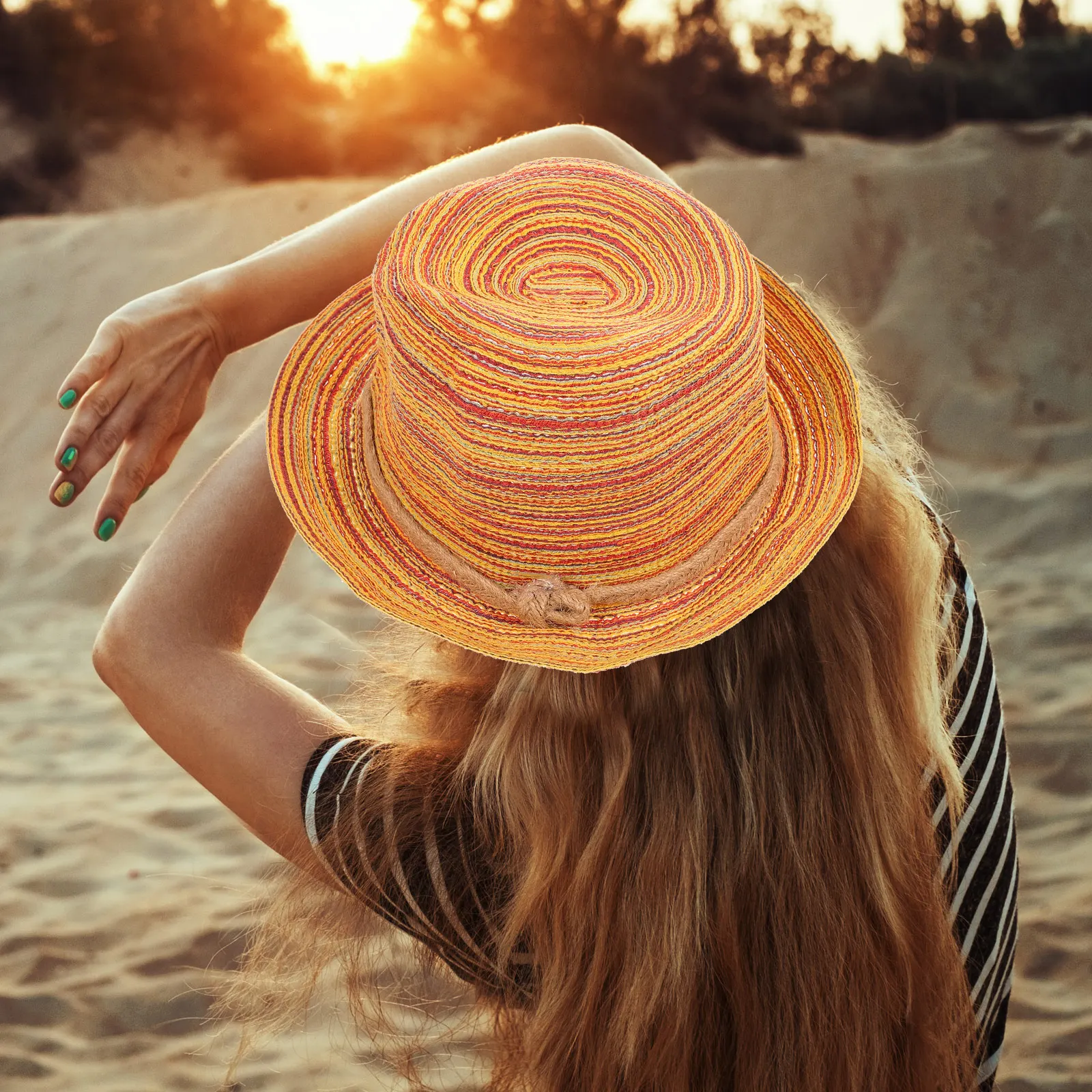 

Women Foldable Straw Hat Sun Protection Raffia Beach Summer Lightweight Travel Bohemia Striped Panama Lady Gift Style