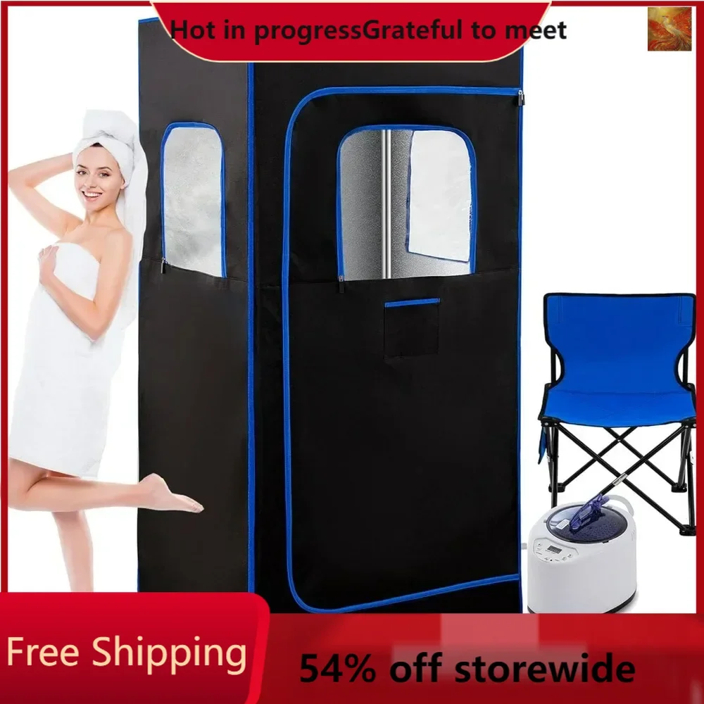 Boîte de sauna portable pour la maison, sauna à vapeur personnel avec cuiseur vapeur, minuterie intelligente de 99 minutes, 9 niveaux, télécommande, personnel