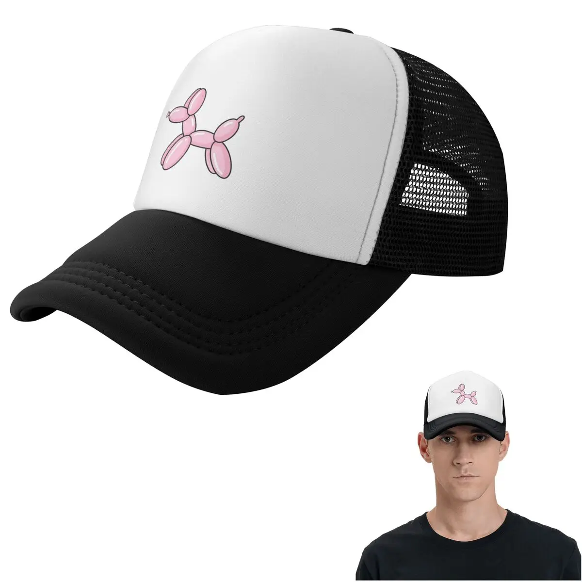 Balloon Dog Pink Cap Casual Mesh Baseball Caps Adjustable Hat Hip Hop Summer Unisex Baseball Hats