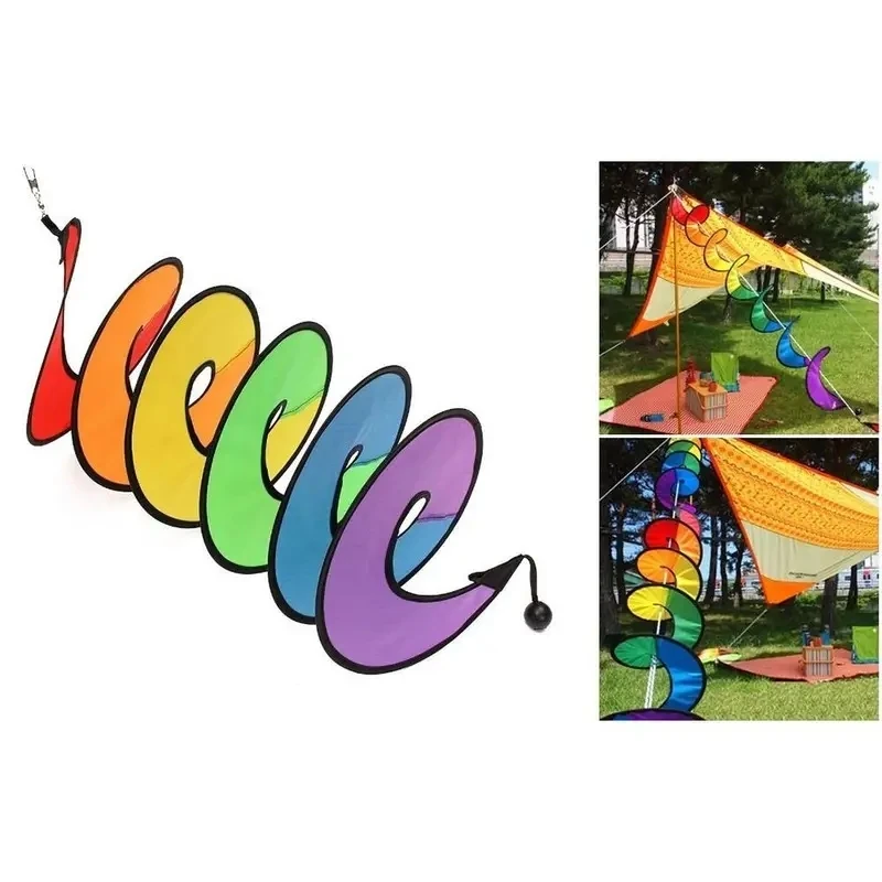 Rainbow coloured camping tent decoration, foldable rainbow spiral windmill, home garden lawn decoration ornament classic toy 1PC