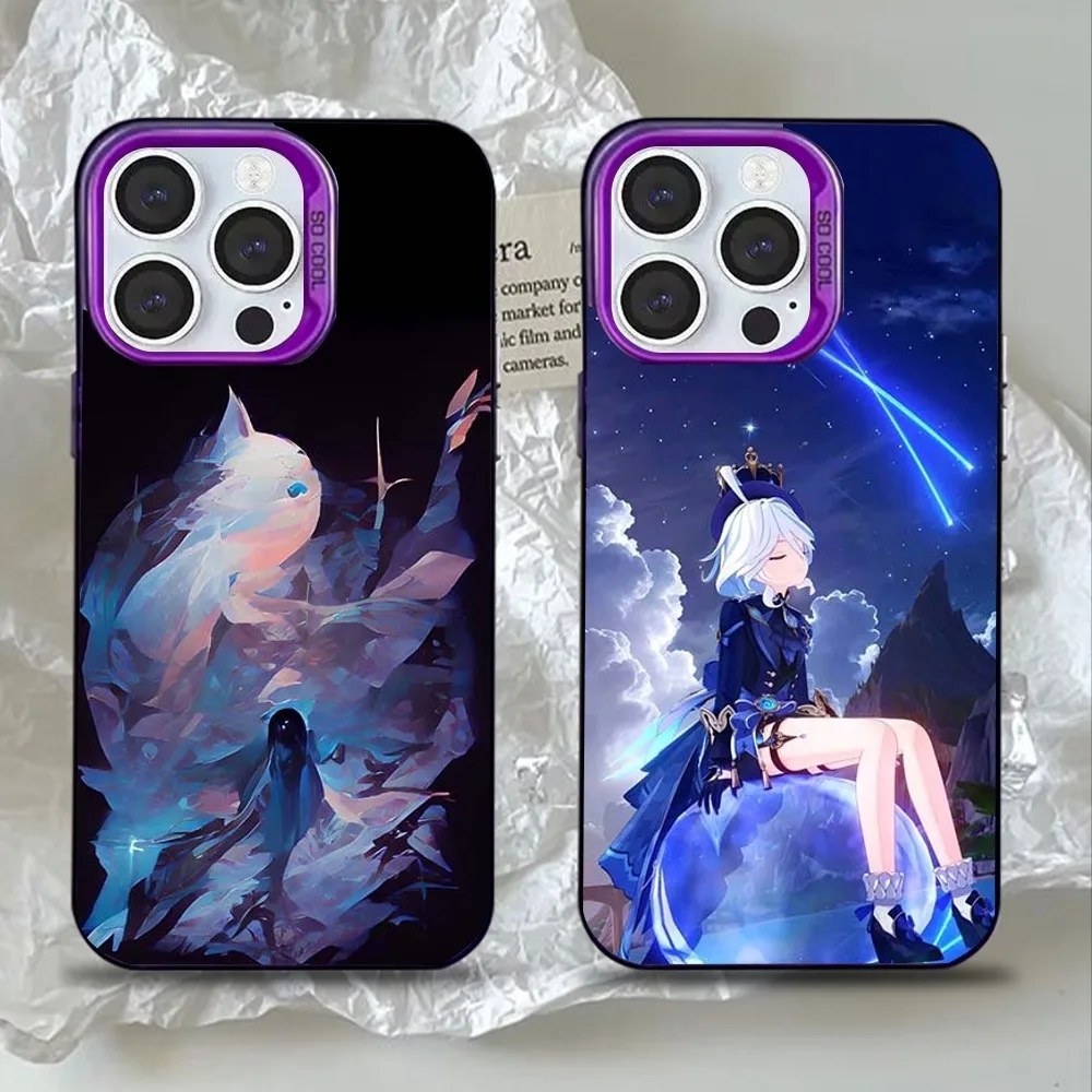 

Shenhe Genshin Impact Furina Phone Case For iPhone 16,15,14,13,12,11,Mini,Pro,SE,MAX Purple Matte Silicone Cover