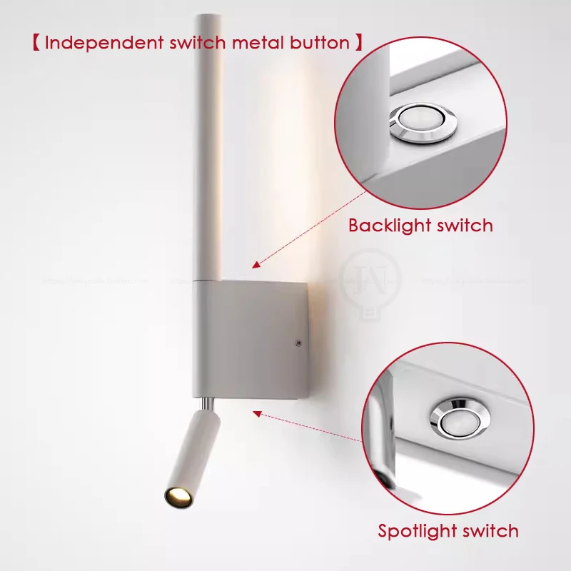 Imagem -05 - Lâmpada de Parede Led Moderno para Decoração 360 ° Rotatable Lâmpada de Leitura Hotel Convidado Quarto Cabeceira Interruptor Independente