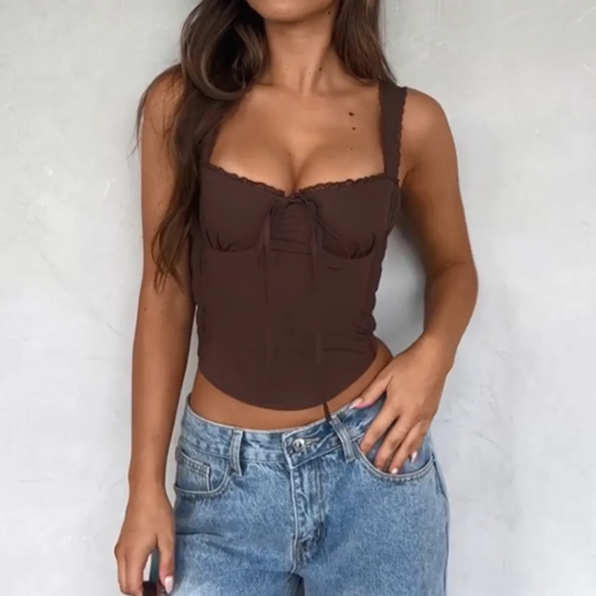 Bustier Corset Top for Women Y2K Square Neck Tank Crop Tops Camisole 2025 Summer Fashion Going Out Vest Slim Fit Bodyshaper Tops