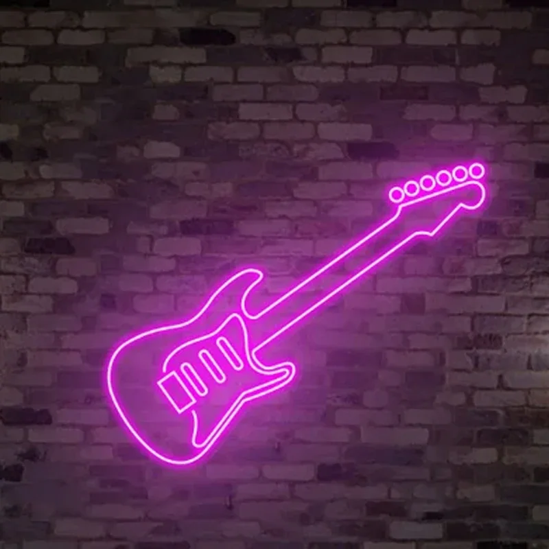 Guitar Neon Sign Rock Style Art Neon Led Light Night Lamp Custom for Children To The Room Birthday Gift Decor Neon Design