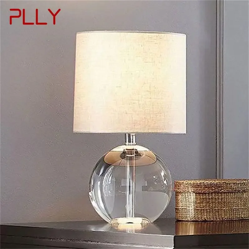 PLLY Dimmer Table Light Contemporary Simple Desk Lamp Round Crystal LED for Home Bed Room Decoration
