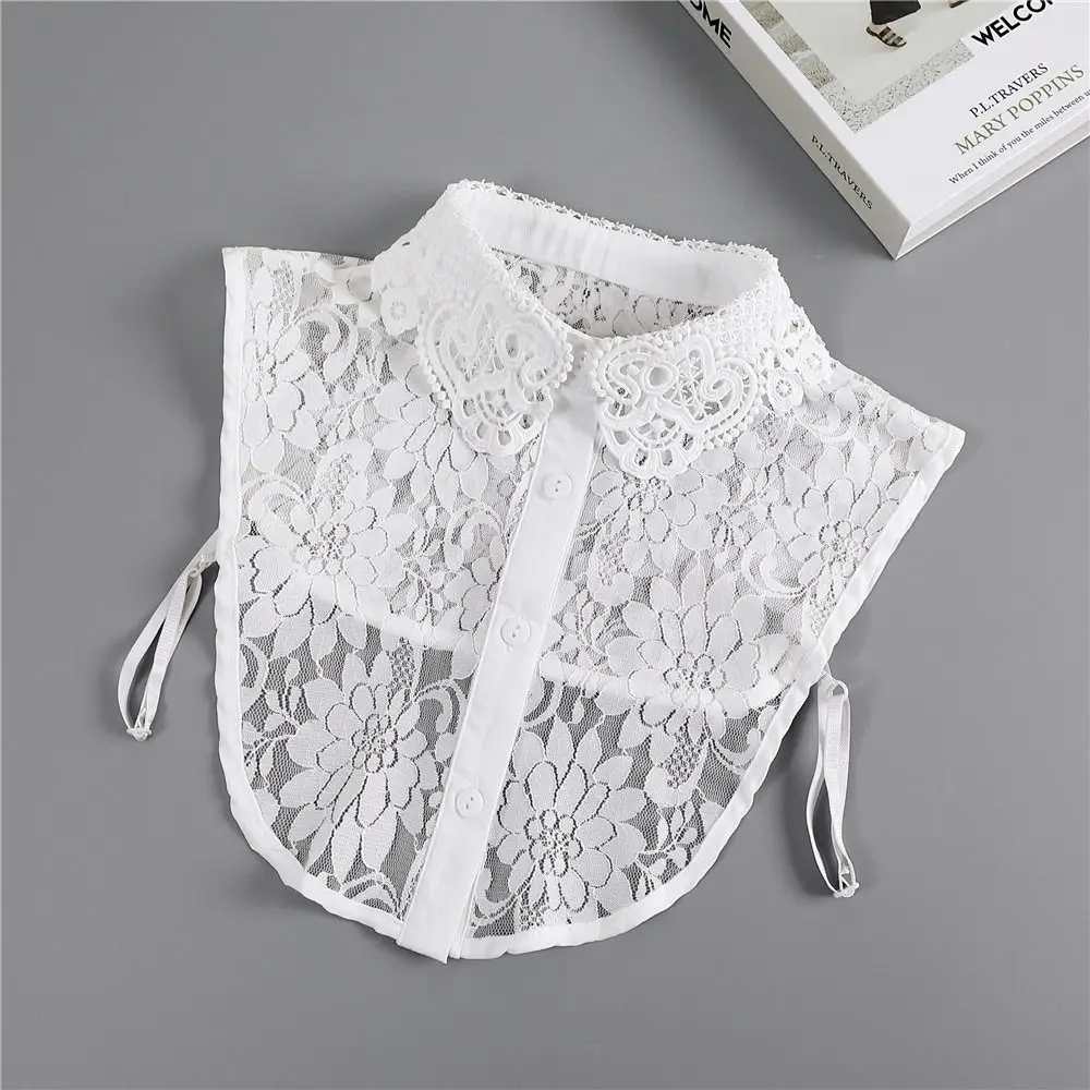 Chiffon Fake Lace Collar Detachable DIY Clothing Accessories Lapel Collar Elegant Flower Design Fake Shirt Collar