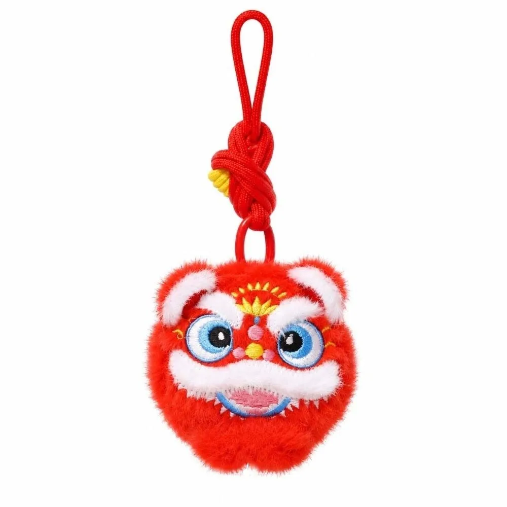 Premium Lion Dance Keychain Vibrant Colors Exquisite Awakening Lion Plushie Soft Texture Lightweight Plush Mascot Pendant