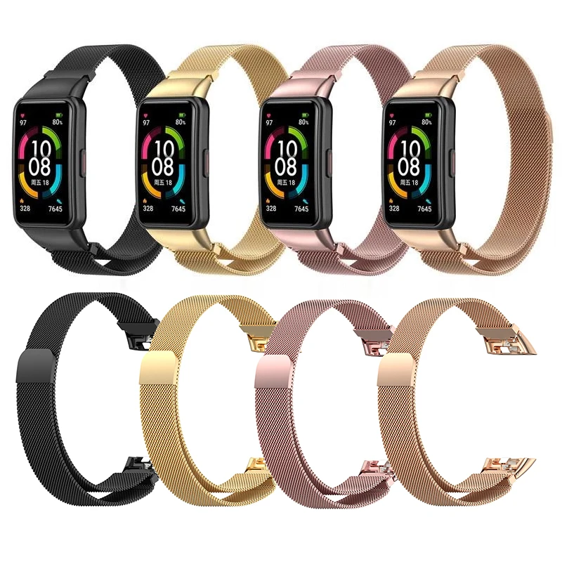 Milan Magnetic Loop Strap For Huawei Band 6 7 Smart Wristband Replacement Bracelet For Huawei Honor Band 6 pro Metal Wrist Strap