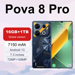 Pova-Smartphone 8 Pro versión Global, Snapdragon 8 Gen 3, Android 13, 16GB + 1024GB, 7150mAh, 72MP + 108MP, 7,3 pulgadas, 4G/5G, Dual SIM