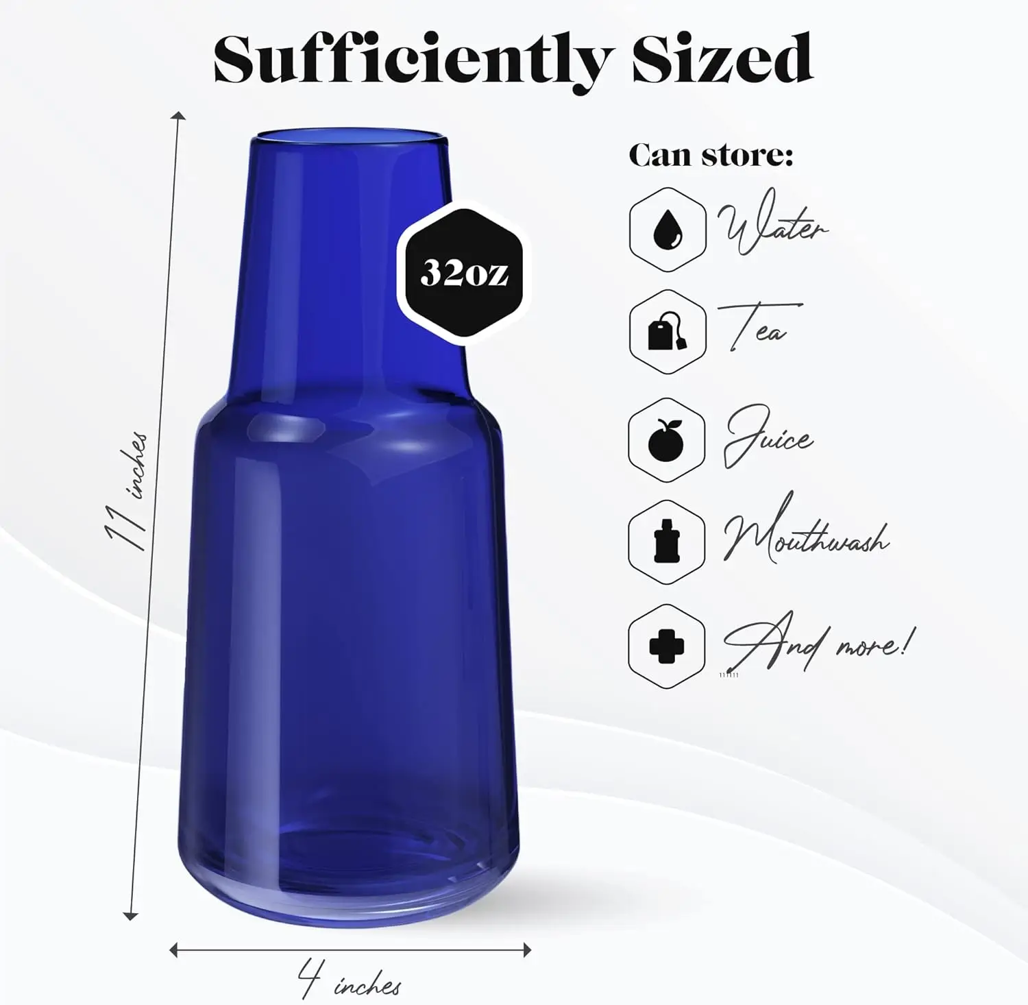 إبريق ماء بجانب السرير مع بهلوان | إبريق وزجاج للشرب بالقدمين | استخدم كوب كغطاء لـ Carafe | لغرفة الضيوف، منضدة، #6