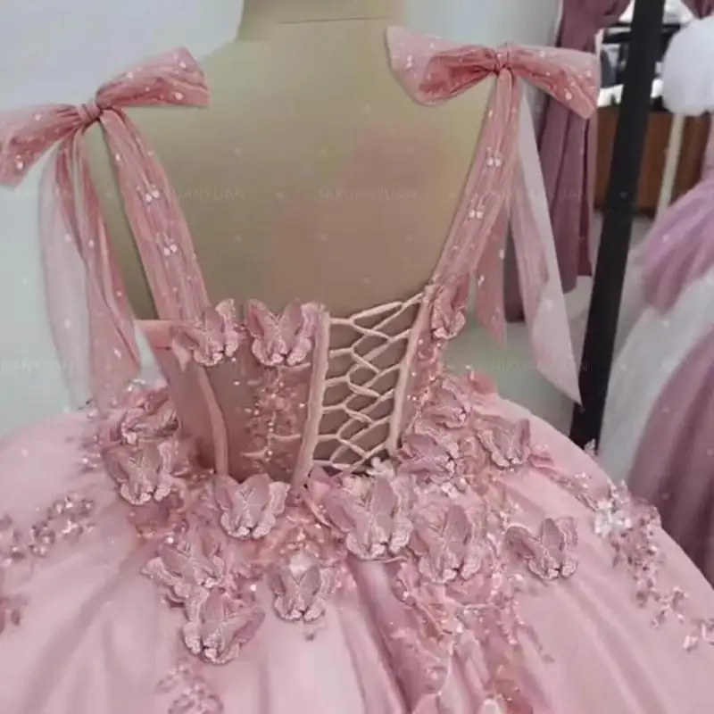 Three Dimensional Butterfly Flower Ball Dress For Teenagers Short Sequin Starry Sky Chiffon Lace Cocktail Party Dress Customized