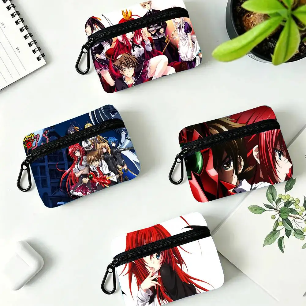 High School DxD Anime Oxford Fabric Wallet With Zipper, Hanging Multifunctional Bag For Credit Cards, Keys, Coins Headphones
