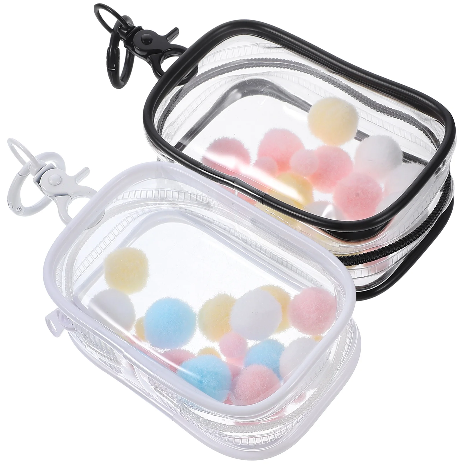 2 Sets Clear Figure Display Bag with Keychain Portable Small Storage Bag Collectibles Display Case