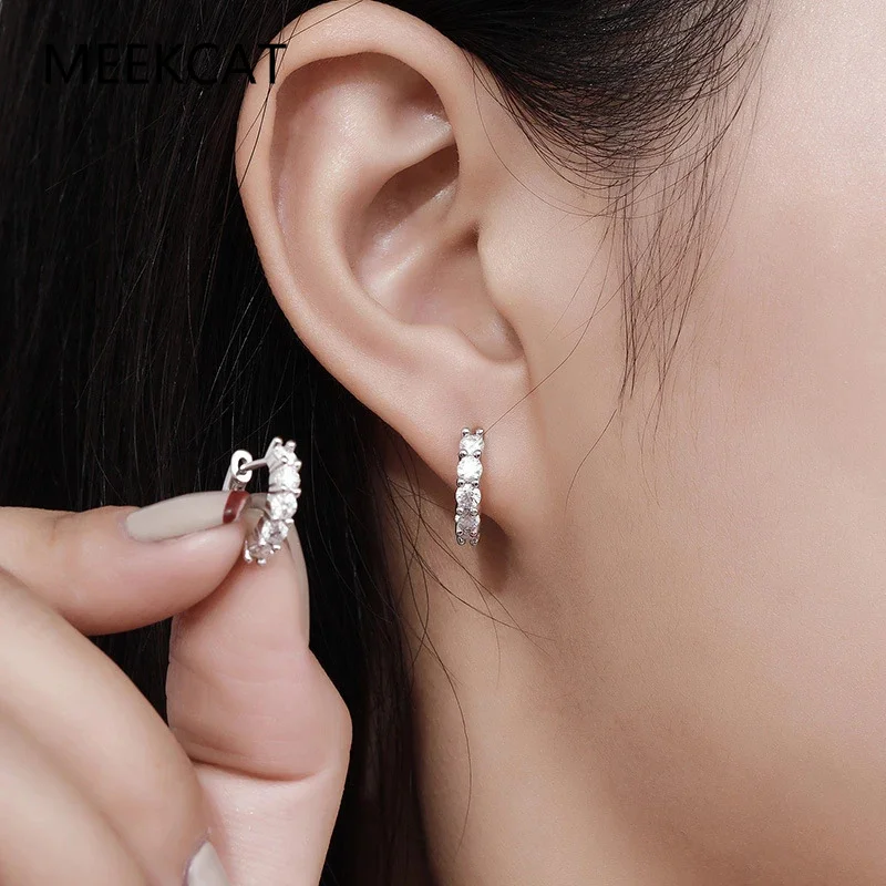 

3mm D Color Moissanite Diamond Earrings 925 Sterling Silver Plated White Gold Hoop Earring for Women Wedding Party Fine Jewelry