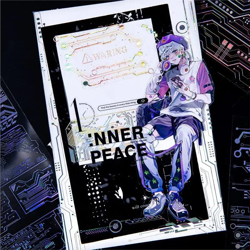

Kawaii PET Laser Silver Stickers 3 Sheets Pack Aesthetic DIY Decor for Diary Phone Case Scrapbook Student Handmade Stationery