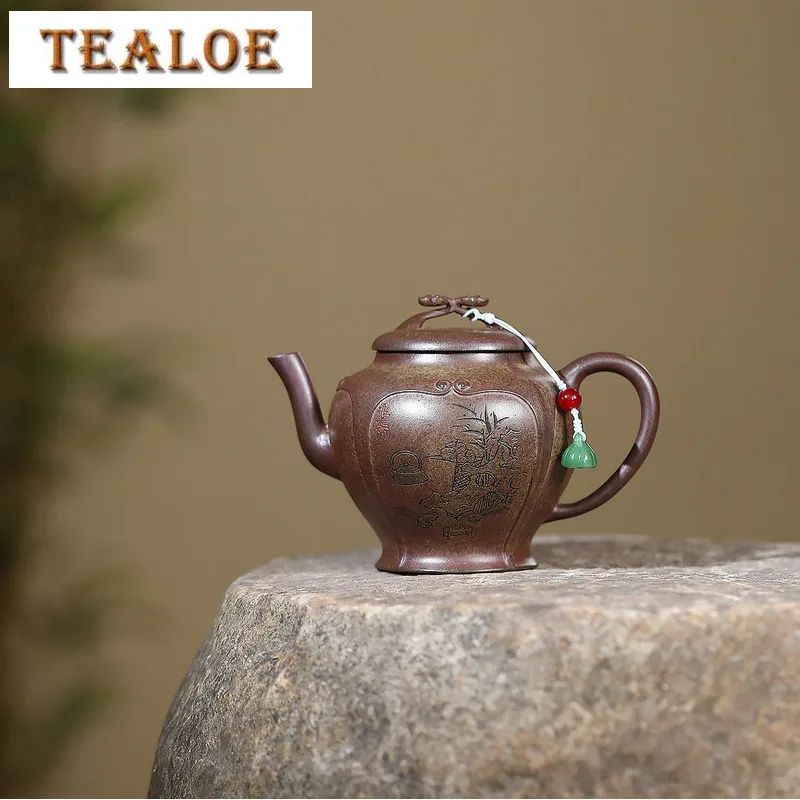 

290ml Yixing Purple Clay Teapots Handmade Palace Lantern Pot Raw Ore Wood-fired Porcelain Mud Tea Maker Kettle Filter Zisha Tea