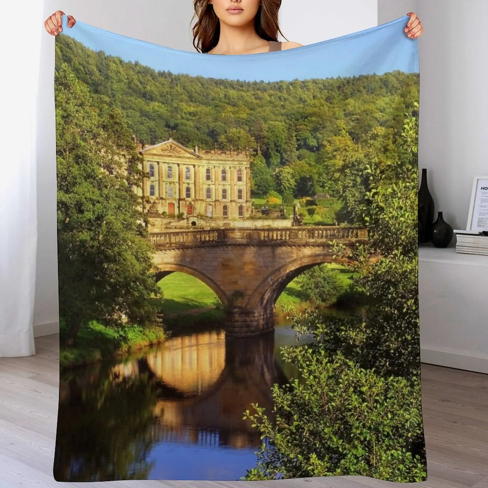 Chatsworth & Queen Mary's Bower Bridge Throw Blanket decorative Single Blankets