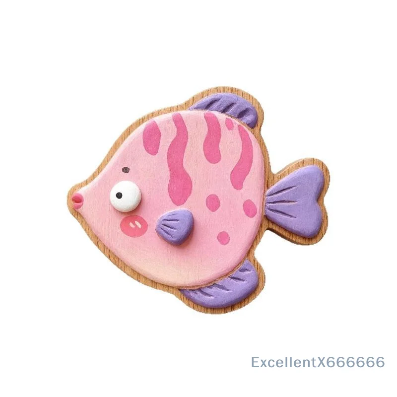 Creative Cute Cartoon Fridge Magnets 1/5Pcs Sea Fish Wooden Refrigerator Magnet for Kitchen Home Locker Decoration