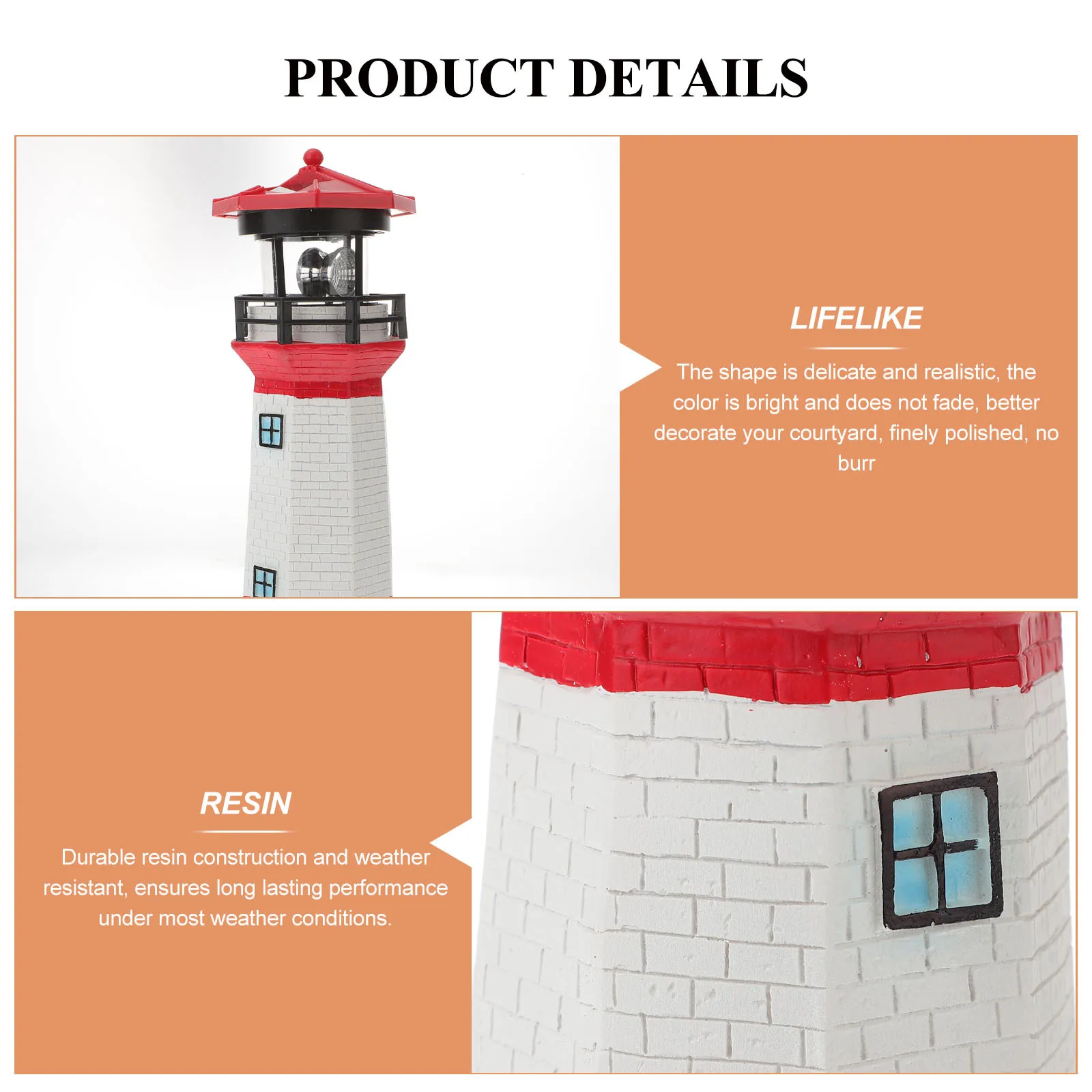 

Solar Lighthouse Outdoor Garden Light Durable Resin Statue Weather Resistant Decor For Yard Patio Balcony Solar Lights Outdoor