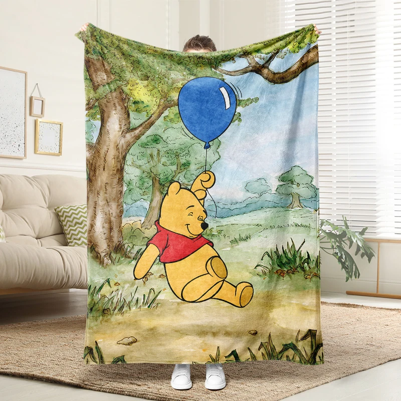 

Winnie the Pooh Flannel Blanket Fluffy Cozy Throw Adult Nap Blankets Soft Bedding Sofa Blanket for Party Home Decorations
