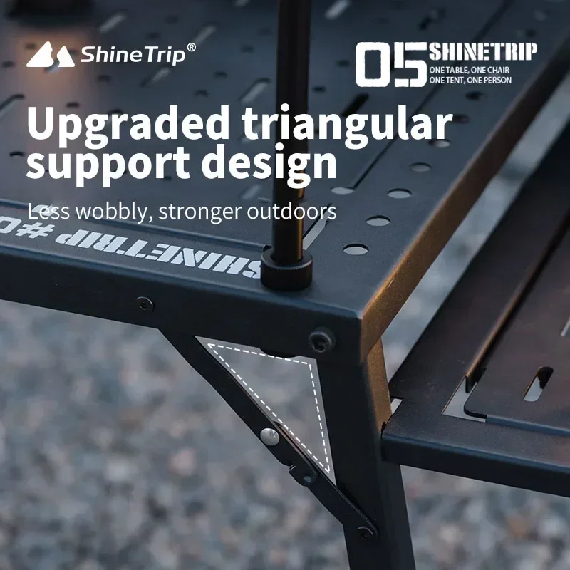 ShineTrip Outdoor Seria 05. Czarna mgła IGT Modułowy wolnostojący stół Przenośny stół Składany aluminiowy zestaw stołów kempingowych