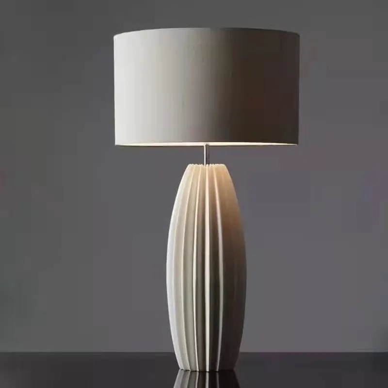 

Modern Minimalist Pleated Ceramic Table Lamp - Creative Decor for Living Room, Bedroom, Study & Showroom