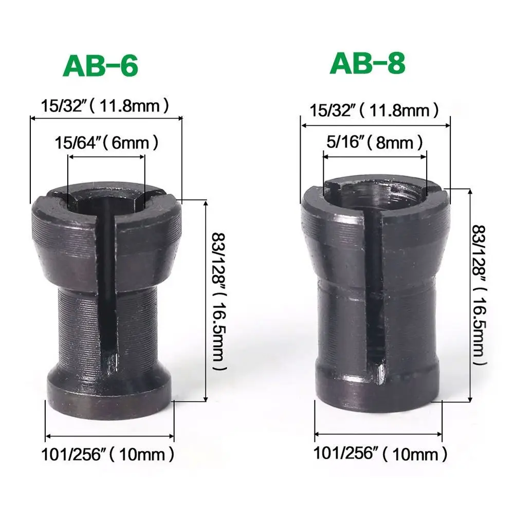 Substituição Router Pinças para Carpintaria, Aparador Pinça, Chuck Máquina De Gravura, Bit Collet Grinder, Adaptador De Fixação, Ferramenta De Escultura