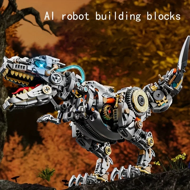 

1268pcs Dinosaur Building Blocks Set, Creative Mechanical T-Rex 3D Model Kit, Christmas Halloween Birthday Gift.