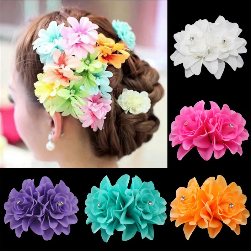 Beauty Women\'s Bridal Wedding Orchid Flower Hair Clip Hairpins Barrette Women Accessories