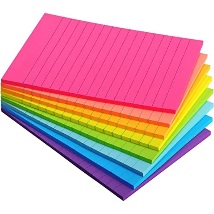 

Lined Sticky Notes in Sticky Notes with Lines Self-Stick Note Pads 8 Bright Multi Colors 35 Sheet/Pad