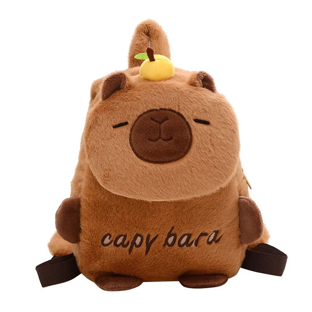 

Thickened Capybara Plush Backpack Embroidered Lightweight Cartoon Animal Daypack Furry Soft Large Capacity School Bag Boys