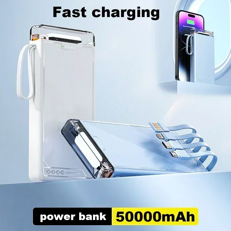 Mini banco de energía de 50000mAh, cargador portátil superrápida de carga, paquete de batería externa para iPhone, Xiaomi, Samsung