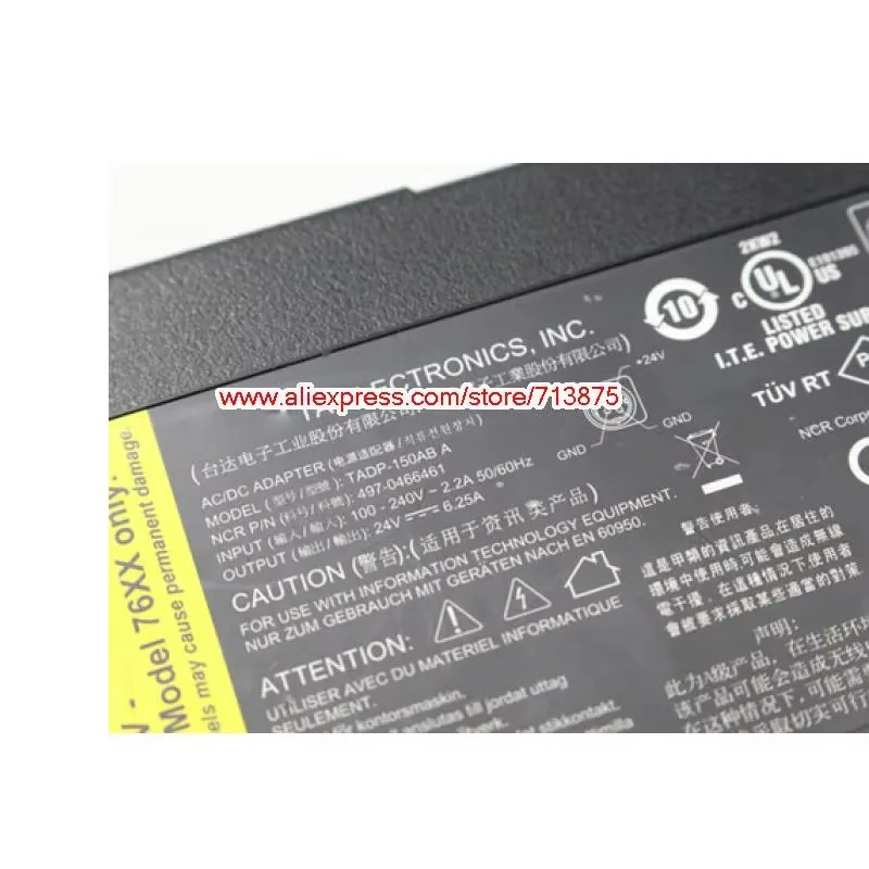 TADP-150AB A 24V 6.25A 150W 4PIN AC Adapter 497-0466461 for Kogan KALED27MONB for NCR 7610-5121-8801 7601-3000-8801 7600 7611