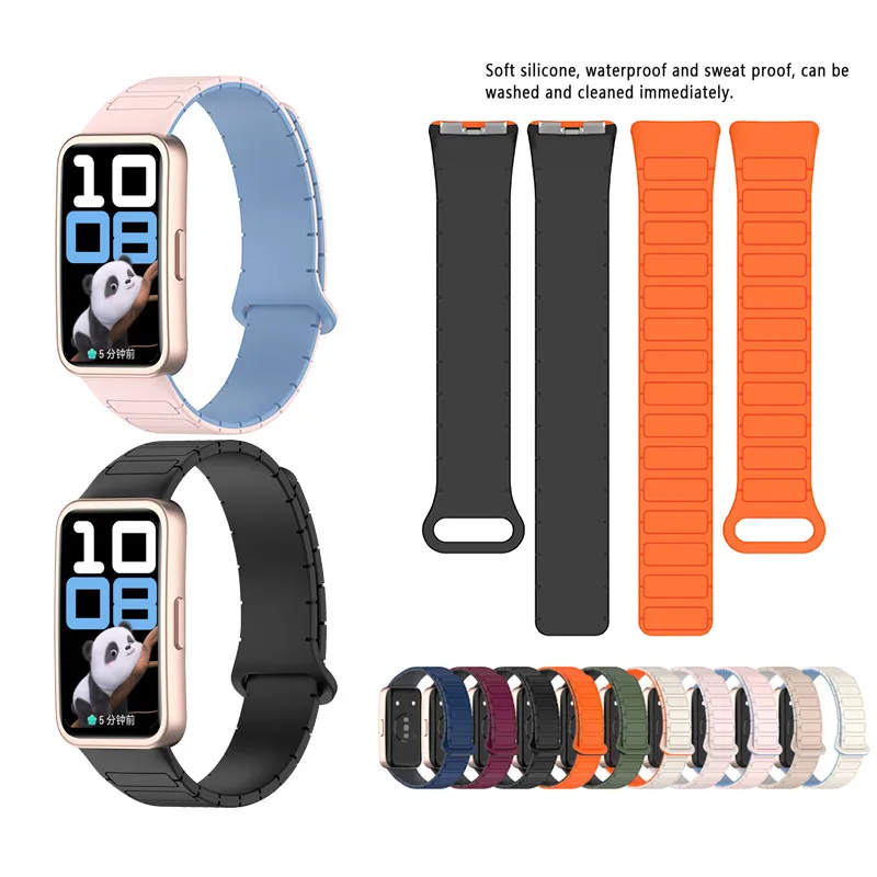 Cinturino sportivo in silicone ad anello magnetico per Huawei Band 10/9/8