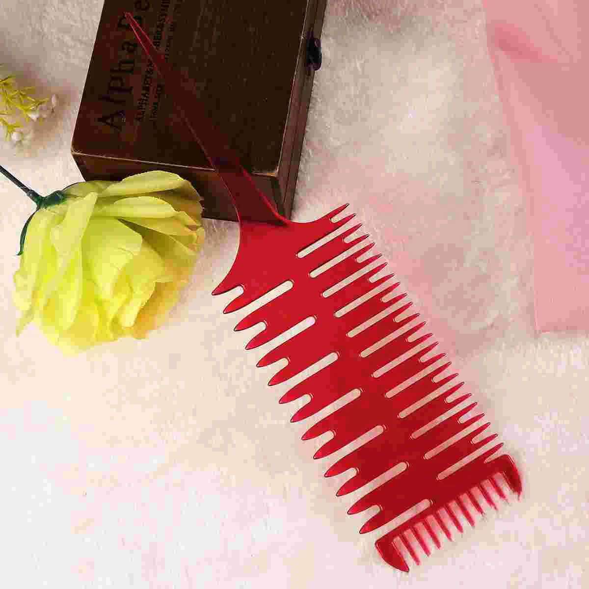 1pc 3 Sides Fish Bone Shape Comb Salon Dyeing Coloring Dispensing Brush for Women Girls (Red) ribs comb