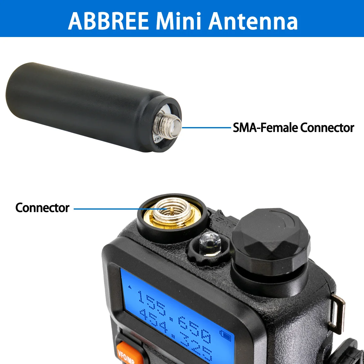 ABBREE antena SMA hembra UHF 400-480MHz alta ganancia para Baofeng - imagen 4