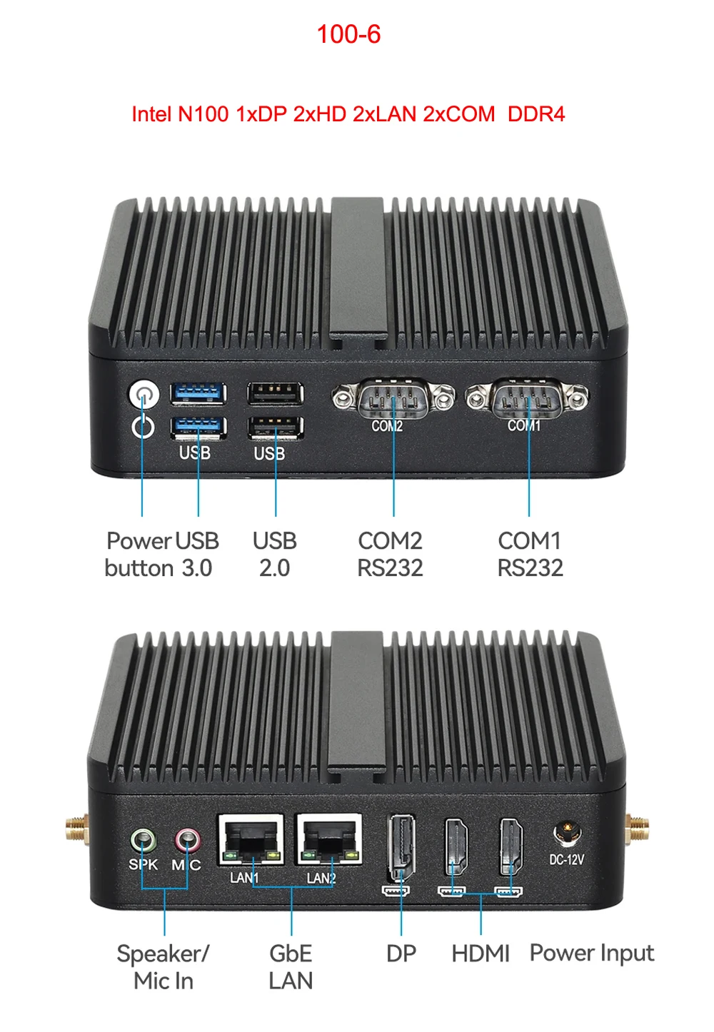 คอมพิวเตอร์ขนาดเล็กแบบไม่มีพัดลม Kingdelnuc รุ่น Diversified ใช้ชิปประมวลผล Intel เจนเนอเรชั่น 12 รุ่น N100 รองรับพอร์ต LAN 4 ช่อง, พอร์ต LAN 2 ช่อง, พอร์ต COM 2 ช่อง รองรับการแสดงผลภาพ 3 จอ ใช้เป็นคอมพิวเตอร์ตั้งโต๊ะและเราเตอร์ซอฟต์แวร์ไฟร์วอลล์